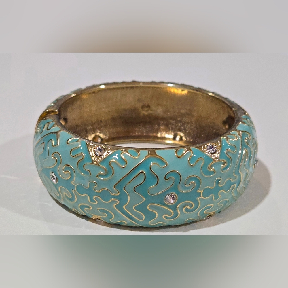 Nordstrom Sequin NYC Aqua/Teal Blue Enamel‎ Equestrian Horse Bit Bangle NWOT